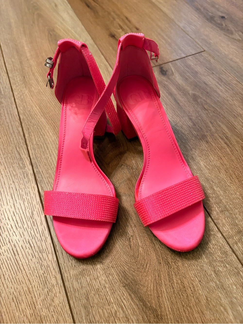 GB girls Hot Pink Ankle-Strap Block Heel Sandals